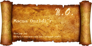 Macsa Oszlár névjegykártya